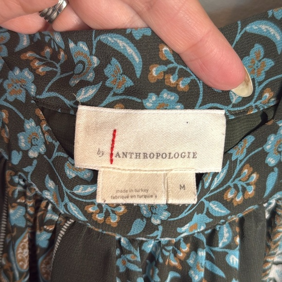 Anthropologie Sona Blue Motif Paisley Square Neck Tunic Dress Size Medium - Picture 4 of 7